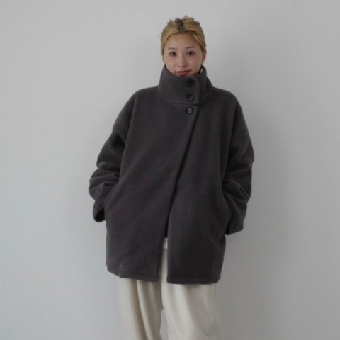 レディース　スタンドカラーコート(hideka)