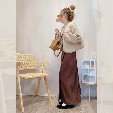 レディース　ショート丈ウェーブデザインジャケット（akane）