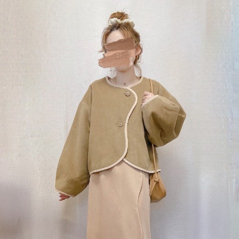 レディース　【低身長さん向け】ショート丈ウェーブデザインジャケット（akane）