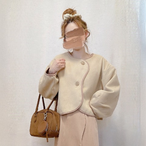 レディース　【低身長さん向け】ショート丈ウェーブデザインジャケット（akane）