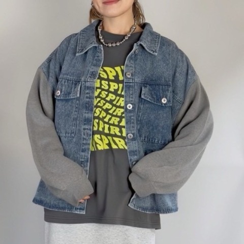 レディース　袖ニットデニムジャケット（Natsumi）