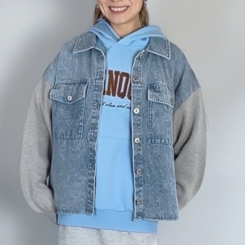 レディース　袖ニットデニムジャケット（Natsumi）