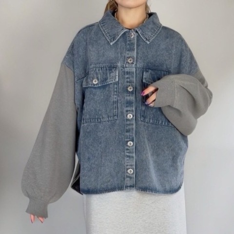 レディース　袖ニットデニムジャケット（Natsumi）