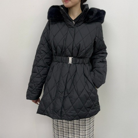 レディース　ベルト付き中綿コート（yuki）