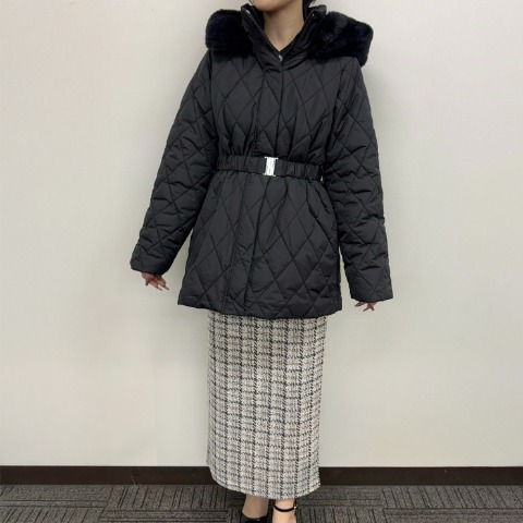 レディース　ベルト付き中綿コート（yuki）