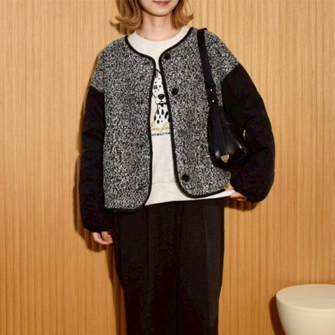 レディース　ブークレー×キルティング切り替えブルゾン（ちょこび）