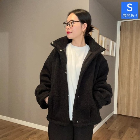 レディース　シープ調ボアスタンドブルゾン（ammy）