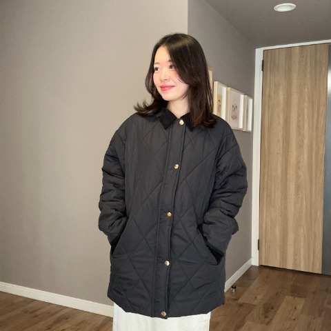 レディース　コーデュロイ襟キルトコート（ammy)