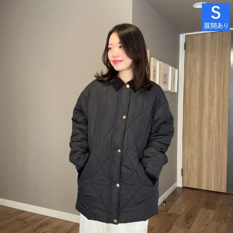 レディース　コーデュロイ襟キルトコート（ammy)