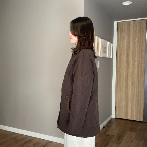 レディース　コーデュロイ襟キルトコート（ammy)