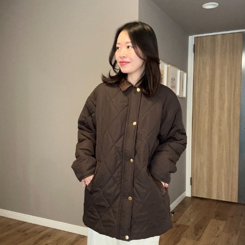 レディース　コーデュロイ襟キルトコート（ammy)