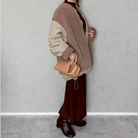 レディース　キルト切替ボアジャケット（ちゃな）