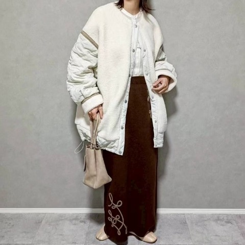 レディース　キルト切替ボアジャケット（ちゃな）