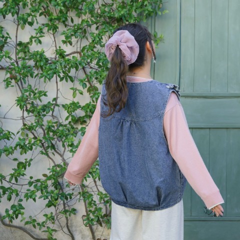 レディース　レース刺繍デニムバルーンベスト（Taiyou）