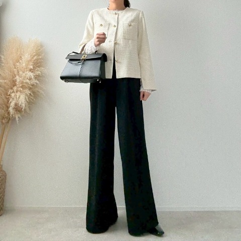 レディース　袖スリットツイードジャケット（misato）