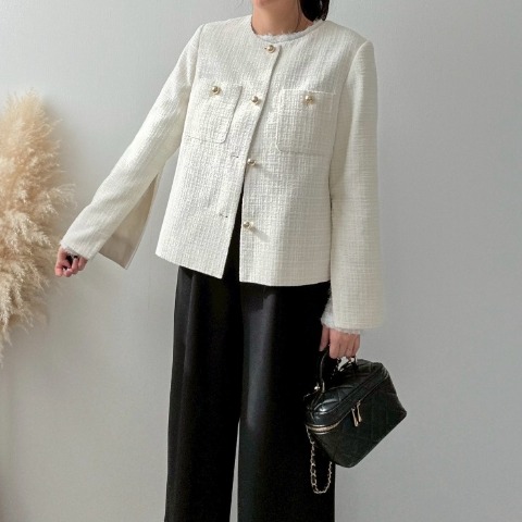 レディース　袖スリットツイードジャケット（misato）