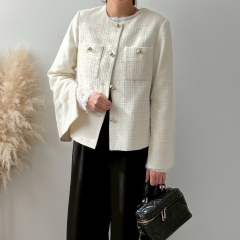 レディース　袖スリットツイードジャケット（misato）