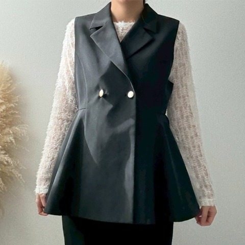 レディース　裾フレアテーラードベスト（misato）