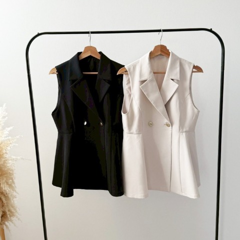 レディース　裾フレアテーラードベスト（misato）