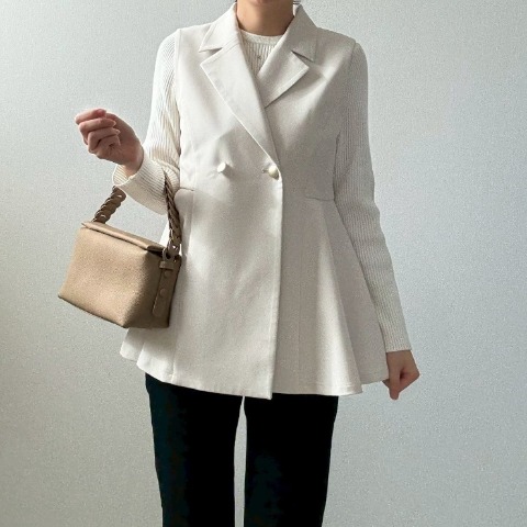 レディース　裾フレアテーラードベスト（misato）