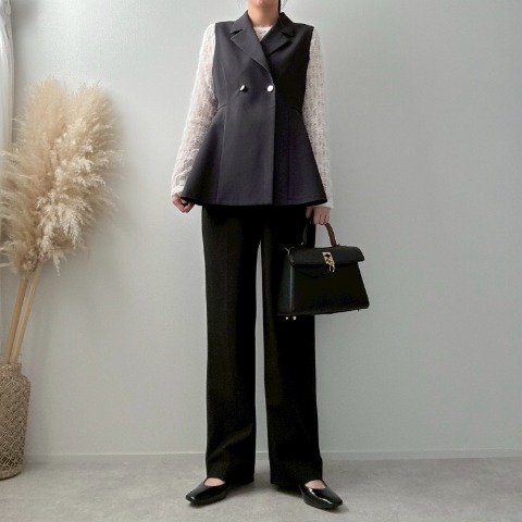 レディース　裾フレアテーラードベスト（misato）