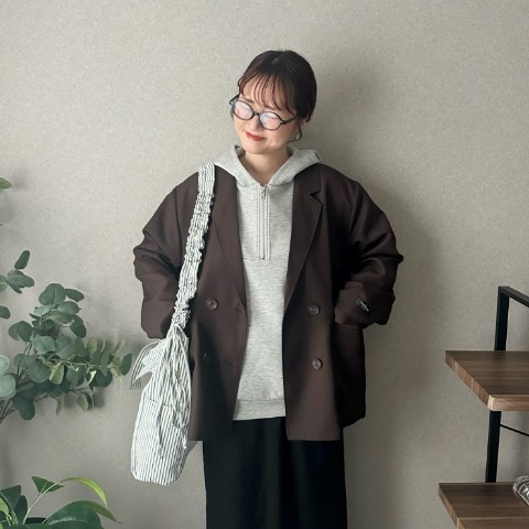 レディース　裏ストライプ テーラードジャケット（omi）