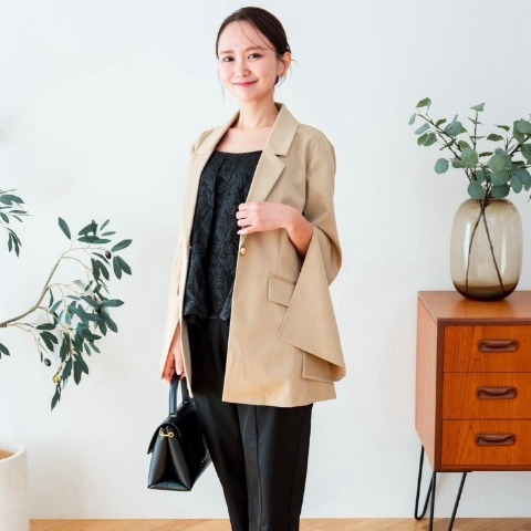 レディース　袖スリットパネルラインジャケット（serimash）