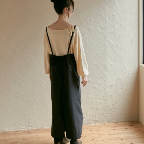 レディース　肩リボンボートネックニットプルオーバー(choco)