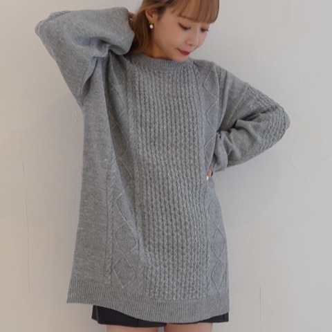 レディース　ケーブルビッグニットプルオーバー（miyu）