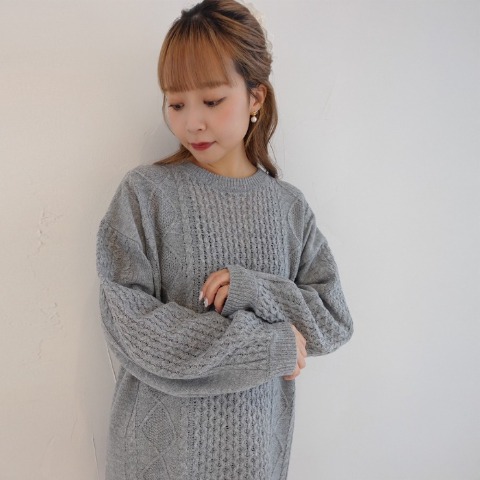 レディース　ケーブルビッグニットプルオーバー（miyu）