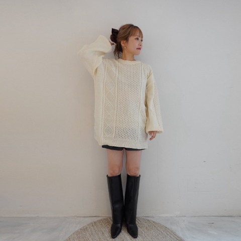 レディース　ケーブルビッグニットプルオーバー（miyu）