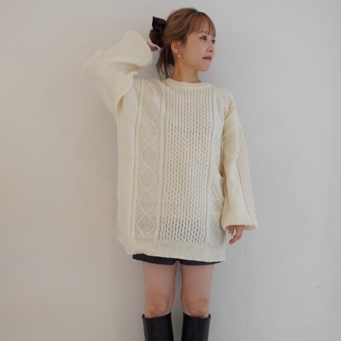 レディース　ケーブルビッグニットプルオーバー（miyu）