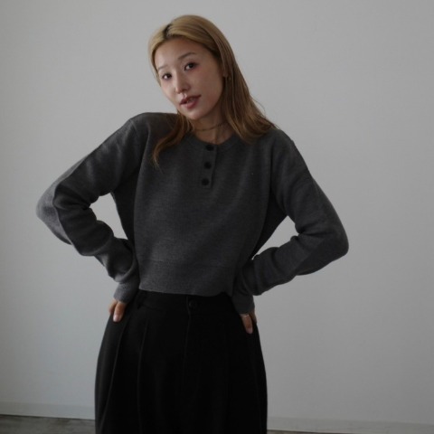 レディース　ヘンリーネックニットプルオーバー（hideka）