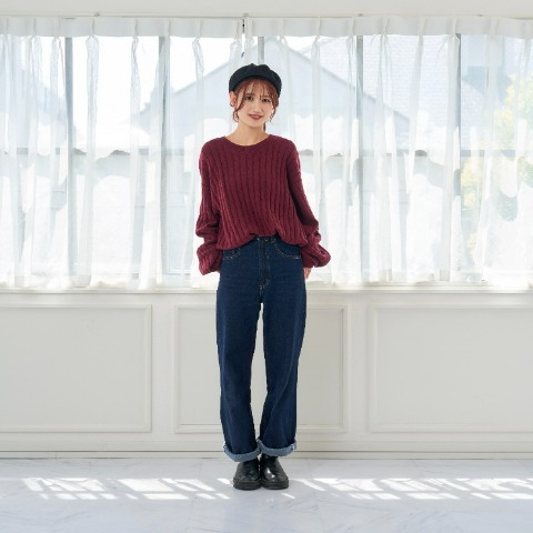 レディース　ケーブル編みニットプルオーバー（Rui）