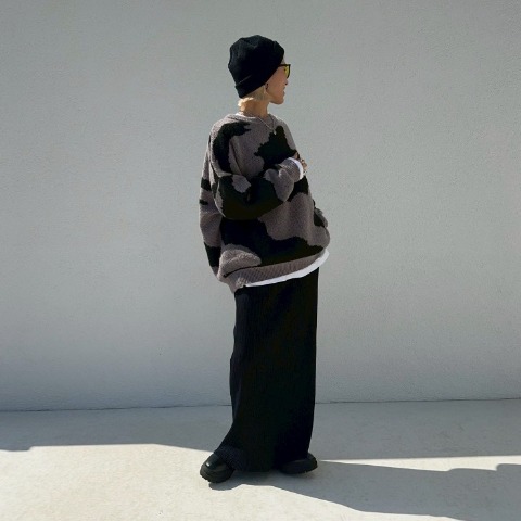 レディース　配色ビッグニットプルオーバー（ANNA）