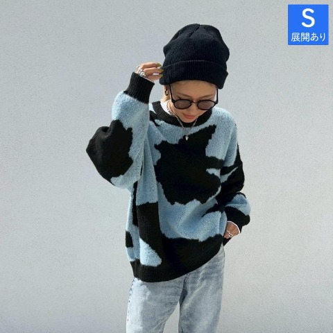 レディース　配色ビッグニットプルオーバー（ANNA）