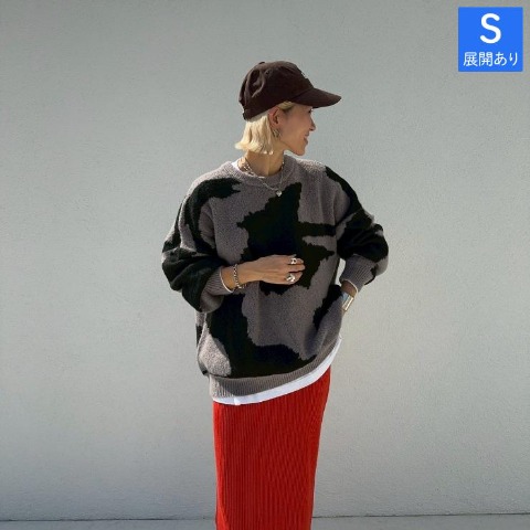 レディース　配色ビッグニットプルオーバー（ANNA）