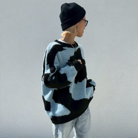 レディース　配色ビッグニットプルオーバー（ANNA）