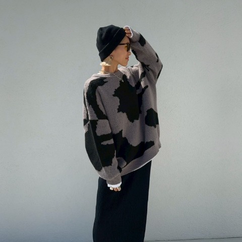 レディース　配色ビッグニットプルオーバー（ANNA）