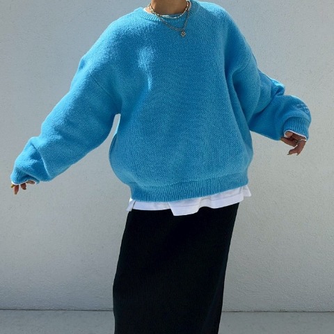 レディース　カラービッグニットプルオーバー（ANNA）