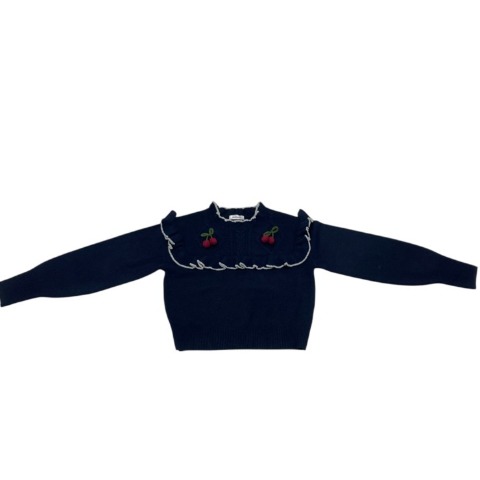 レディース　ダイヤ柄ケーブル編み サクランボニットプルオーバー(maki)