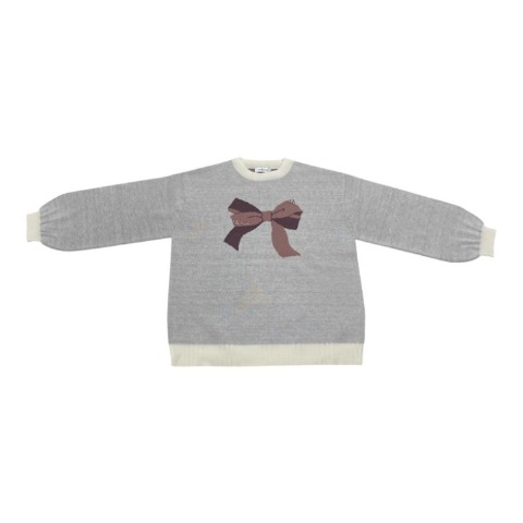 レディース　リボンジャガードニットプルオーバー(maki)