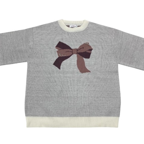 レディース　リボンジャガードニットプルオーバー(maki)