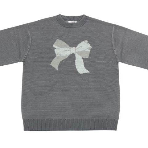 レディース　リボンジャガードニットプルオーバー(maki)