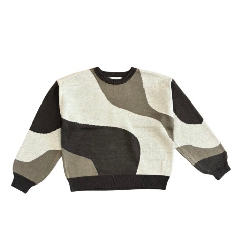 レディース　マーブル柄ニットプルオーバー（pen）