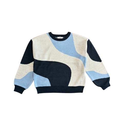 レディース　マーブル柄ニットプルオーバー（pen）