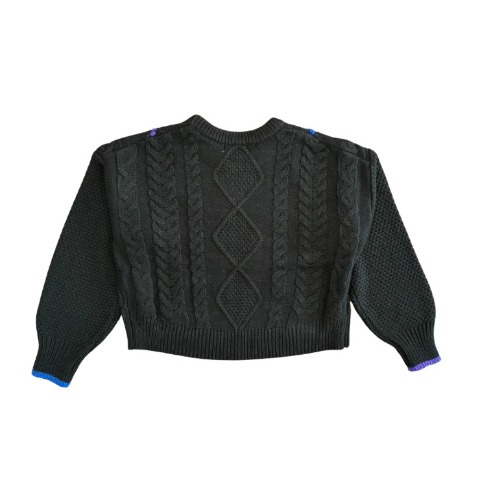 レディース　ステッチ使いケーブル柄ニットプルオーバー（pen）