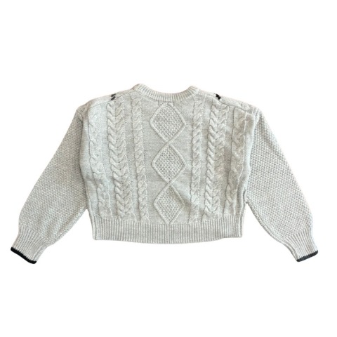 レディース　ステッチ使いケーブル柄ニットプルオーバー（pen）