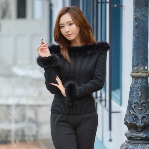 レディース　ファー使いニットプルオーバー（NUTS×れいたぴ）