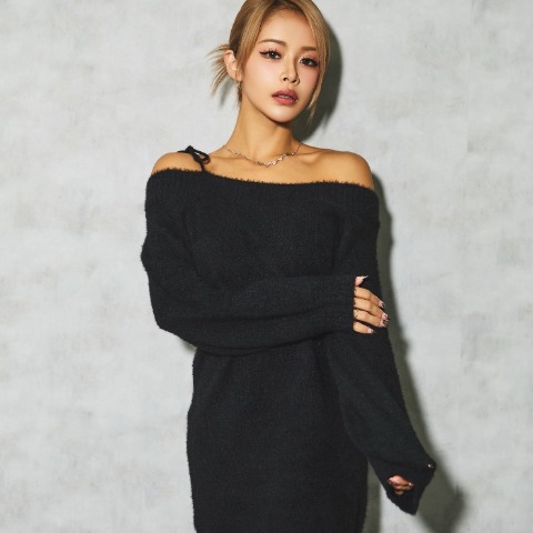 レディース　シャギーチュニックニットプルオーバー（かとみか）